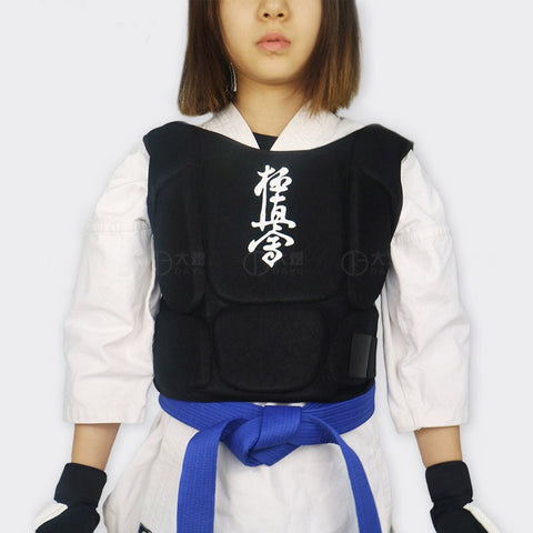 karate chest guard black Kyokushin Karate body kids and women - kyokushin-shop
