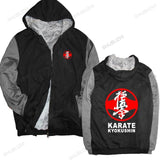 Man black zipper thick hoodies Karate Kyokushin Symbol Japan Martial Art unisex Outwear men sweatshirt zipper - kyokushin-shop